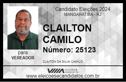 Candidato CLAILTON CAMILO 2024 - MANGARATIBA - Eleições