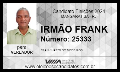 Candidato IRMÃO FRANK 2024 - MANGARATIBA - Eleições