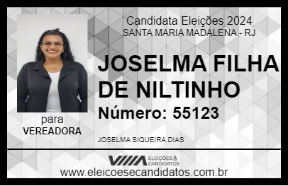 Candidato JOSELMA FILHA DE NILTINHO 2024 - SANTA MARIA MADALENA - Eleições