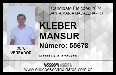 Candidato KLEBER MANSUR 2024 - SANTA MARIA MADALENA - Eleições