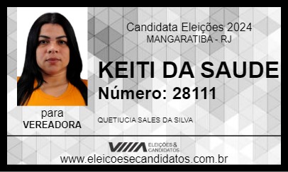 Candidato KEITI DA SAUDE 2024 - MANGARATIBA - Eleições