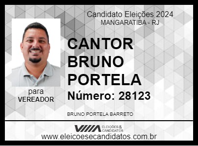 Candidato CANTOR BRUNO PORTELA 2024 - MANGARATIBA - Eleições