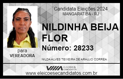 Candidato NILDINHA BEIJA FLOR 2024 - MANGARATIBA - Eleições