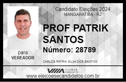 Candidato PROF PATRIK SANTOS 2024 - MANGARATIBA - Eleições