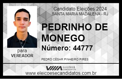 Candidato PEDRINHO DE MONEGO 2024 - SANTA MARIA MADALENA - Eleições