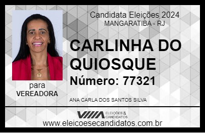 Candidato CARLINHA DO QUIOSQUE 2024 - MANGARATIBA - Eleições