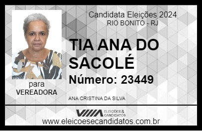 Candidato TIA ANA DO SACOLÉ 2024 - RIO BONITO - Eleições