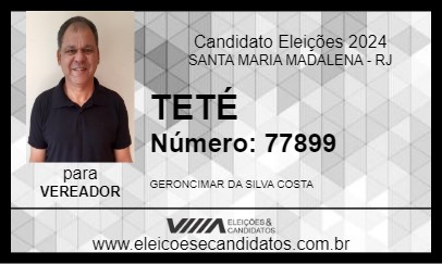 Candidato TETÉ 2024 - SANTA MARIA MADALENA - Eleições