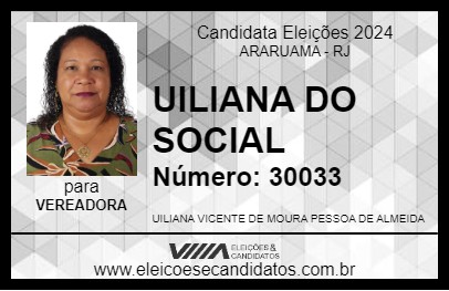 Candidato UILIANA DO SOCIAL 2024 - ARARUAMA - Eleições