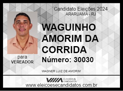 Candidato WAGUINHO AMORIM DA CORRIDA 2024 - ARARUAMA - Eleições