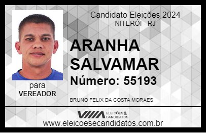 Candidato ARANHA SALVAMAR 2024 - NITERÓI - Eleições