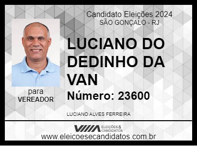 Candidato LUCIANO DO DEDINHO DA VAN 2024 - SÃO GONÇALO - Eleições