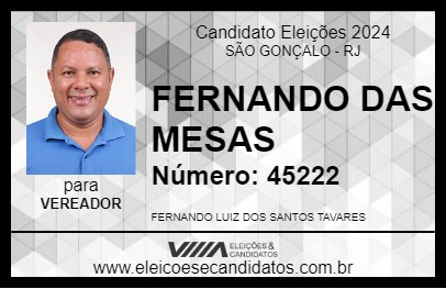 Candidato FERNANDO DAS MESAS 2024 - SÃO GONÇALO - Eleições