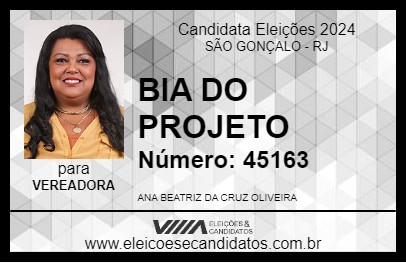 Candidato BIA DO SACRAMENTO 2024 - SÃO GONÇALO - Eleições