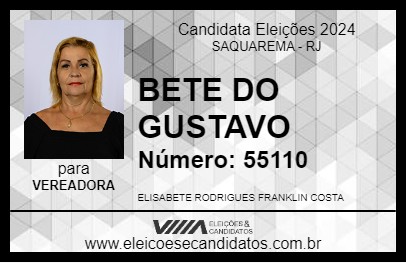 Candidato BETE DO GUSTAVO 2024 - SAQUAREMA - Eleições