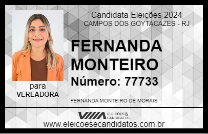 Candidato FERNANDA MONTEIRO 2024 - CAMPOS DOS GOYTACAZES - Eleições