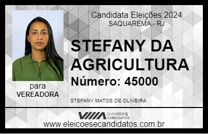 Candidato STEFANY DA AGRICULTURA 2024 - SAQUAREMA - Eleições