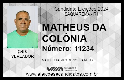 Candidato MATHEUS DA COLÔNIA 2024 - SAQUAREMA - Eleições