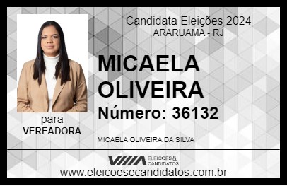 Candidato MICAELA OLIVEIRA 2024 - ARARUAMA - Eleições