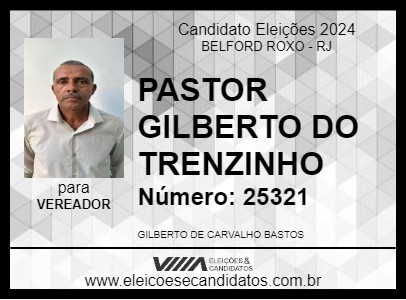 Candidato PASTOR GILBERTO DO TRENZINHO 2024 - BELFORD ROXO - Eleições