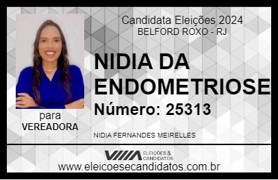 Candidato NIDIA DA ENDOMETRIOSE 2024 - BELFORD ROXO - Eleições