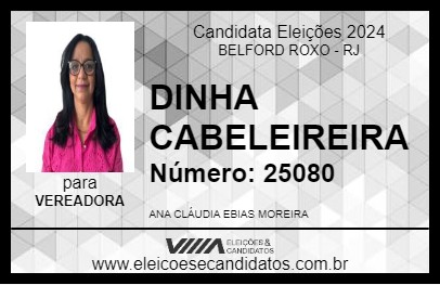 Candidato DINHA CABELEIREIRA 2024 - BELFORD ROXO - Eleições