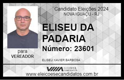 Candidato ELISEU DA PADARIA 2024 - NOVA IGUAÇU - Eleições