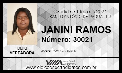 Candidato JANINI RAMOS 2024 - SANTO ANTÔNIO DE PÁDUA - Eleições