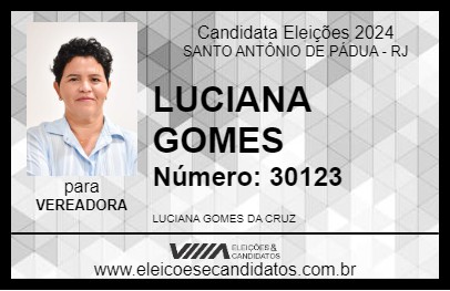 Candidato LUCIANA GOMES 2024 - SANTO ANTÔNIO DE PÁDUA - Eleições