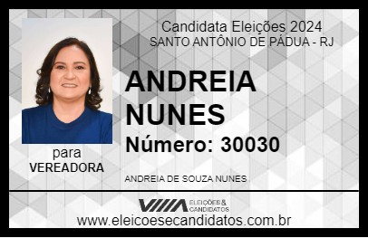 Candidato ANDREIA NUNES 2024 - SANTO ANTÔNIO DE PÁDUA - Eleições