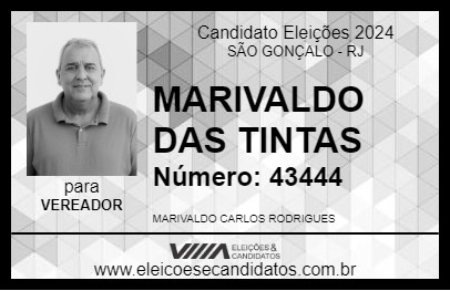 Candidato MARIVALDO DAS TINTAS 2024 - SÃO GONÇALO - Eleições