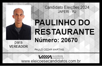 Candidato PAULINHO DO RESTAURANTE 2024 - JAPERI - Eleições