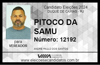 Candidato PITOCO DA SAÚDE 2024 - DUQUE DE CAXIAS - Eleições