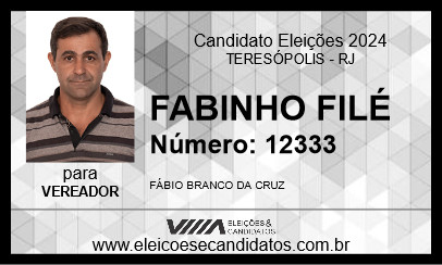 Candidato FABINHO FILÉ 2024 - TERESÓPOLIS - Eleições