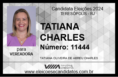 Candidato TATIANA CHARLES 2024 - TERESÓPOLIS - Eleições