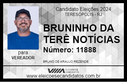 Candidato BRUNINHO DA TERÊ NOTÍCIAS 2024 - TERESÓPOLIS - Eleições