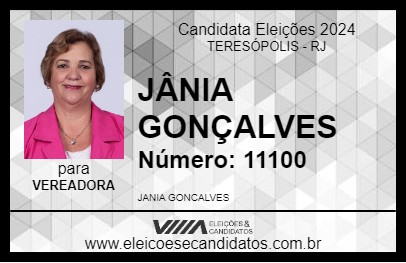 Candidato JÂNIA GONÇALVES 2024 - TERESÓPOLIS - Eleições