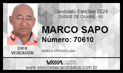 Candidato MARCO SAPO 2024 - DUQUE DE CAXIAS - Eleições