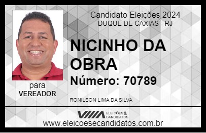 Candidato NICINHO DA OBRA 2024 - DUQUE DE CAXIAS - Eleições