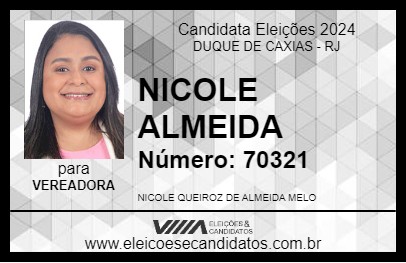 Candidato NICOLE ALMEIDA 2024 - DUQUE DE CAXIAS - Eleições