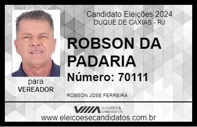 Candidato ROBSON DA PADARIA 2024 - DUQUE DE CAXIAS - Eleições