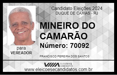 Candidato MINEIRO DO CAMARÃO 2024 - DUQUE DE CAXIAS - Eleições