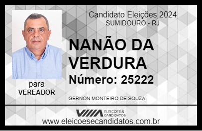 Candidato NANÃO DA VERDURA 2024 - SUMIDOURO - Eleições