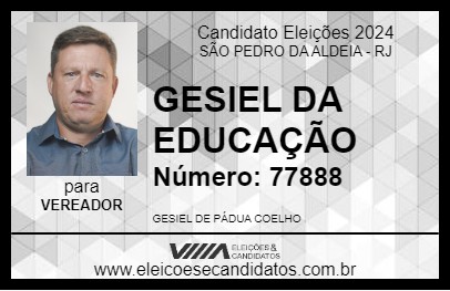 Candidato GESIEL DA EDUCAÇÃO 2024 - SÃO PEDRO DA ALDEIA - Eleições