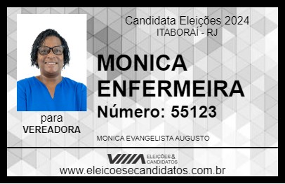 Candidato MONICA ENFERMEIRA 2024 - ITABORAÍ - Eleições