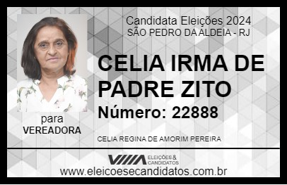 Candidato CELIA IRMA DE PADRE ZITO 2024 - SÃO PEDRO DA ALDEIA - Eleições