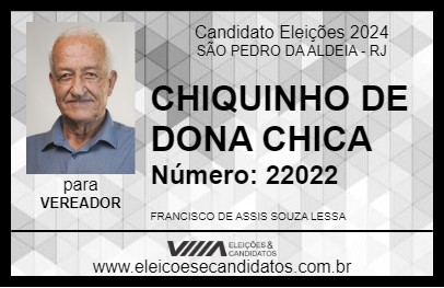 Candidato CHIQUINHO DE DONA CHICA 2024 - SÃO PEDRO DA ALDEIA - Eleições