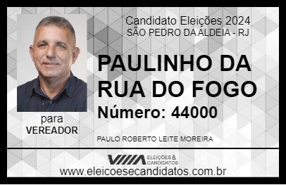 Candidato PAULINHO DA RUA DO FOGO 2024 - SÃO PEDRO DA ALDEIA - Eleições