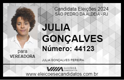 Candidato JULIA GONÇALVES 2024 - SÃO PEDRO DA ALDEIA - Eleições