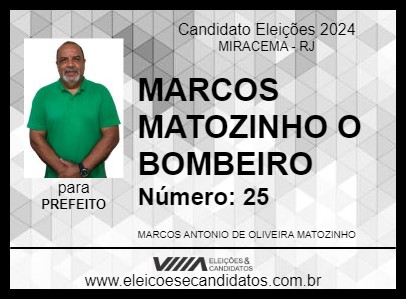 Candidato MARCOS MATOZINHO  O BOMBEIRO  2024 - MIRACEMA - Eleições